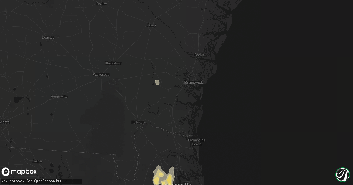 Hail map in Waverly, GA on July 11, 2026