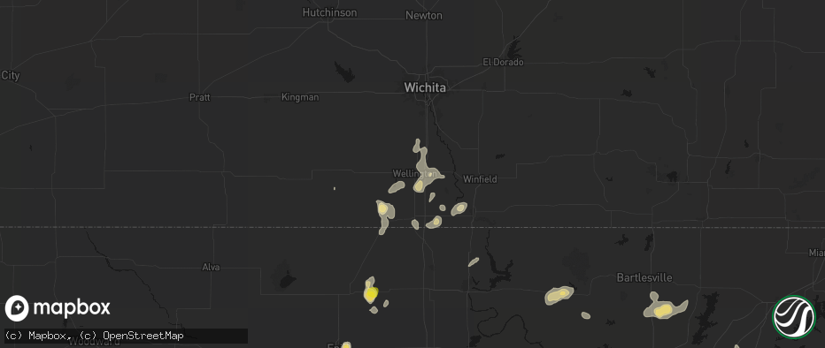 Hail map in Wellington, KS on July 11, 2026