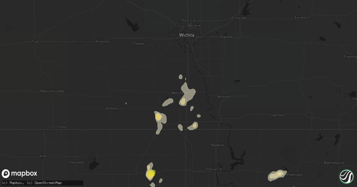 Hail map in Wellington, KS on July 11, 2026