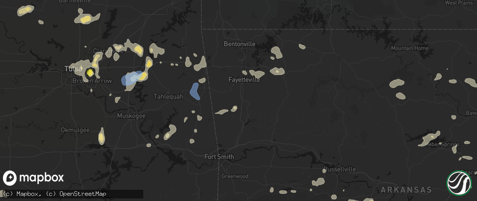 Hail map in West Fork, AR on July 11, 2026