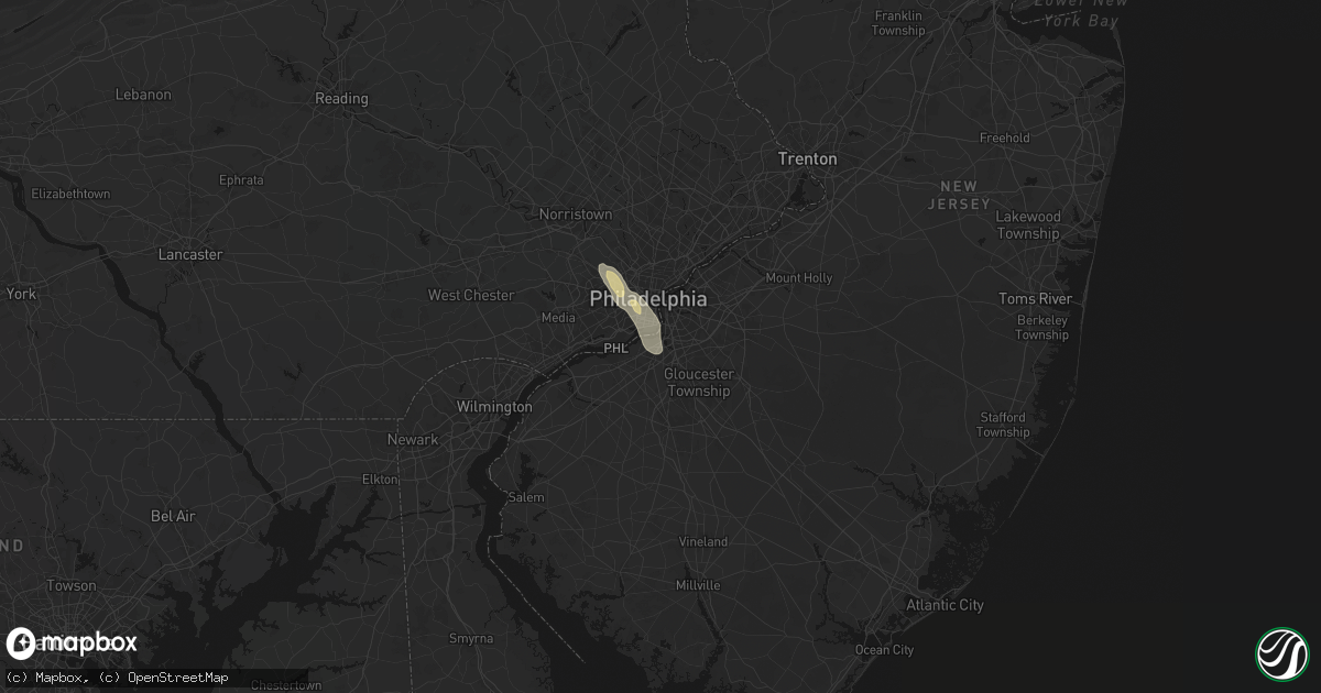 Hail map in Westville, NJ on July 11, 2026