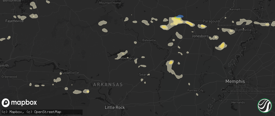 Hail map in Wilburn, AR on July 11, 2026