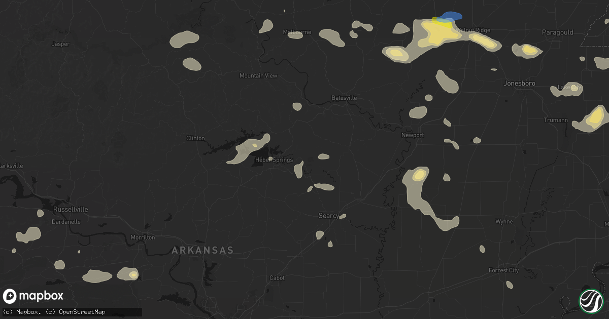 Hail map in Wilburn, AR on July 11, 2026