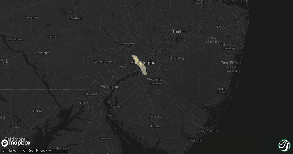 Hail map in Woodbury, NJ on July 11, 2026