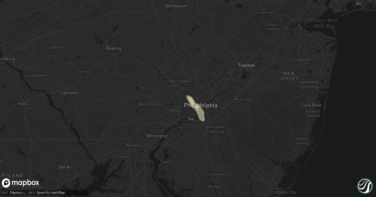 Hail map in Wynnewood, PA on July 11, 2026