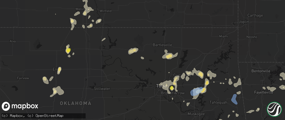 Hail map in Wynona, OK on July 11, 2026