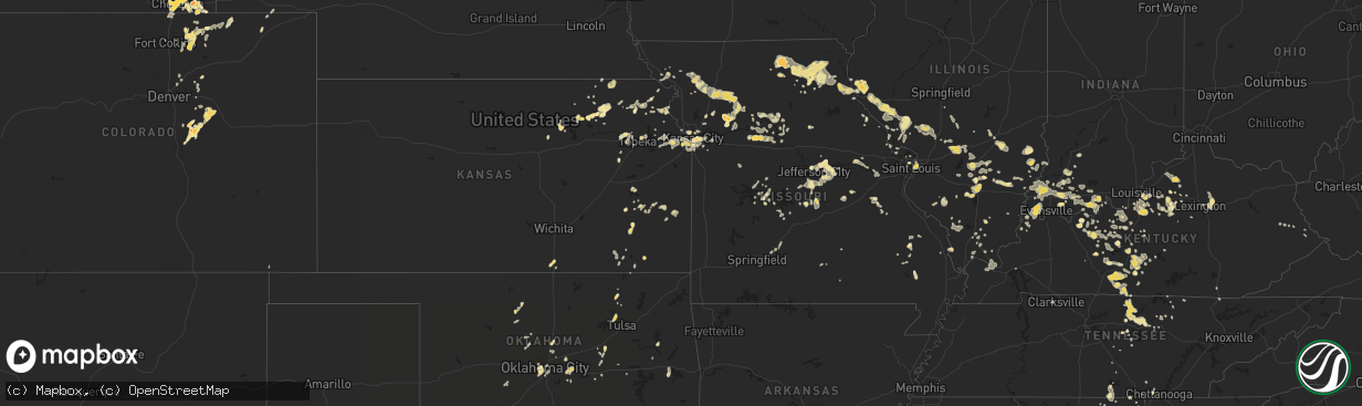 Hail map in Wyoming on July 12, 2011