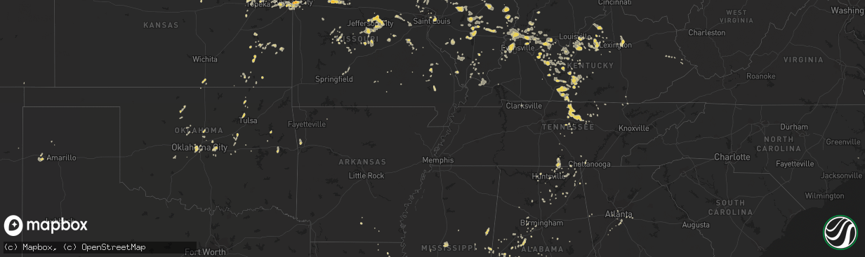 Hail map on July 12, 2011