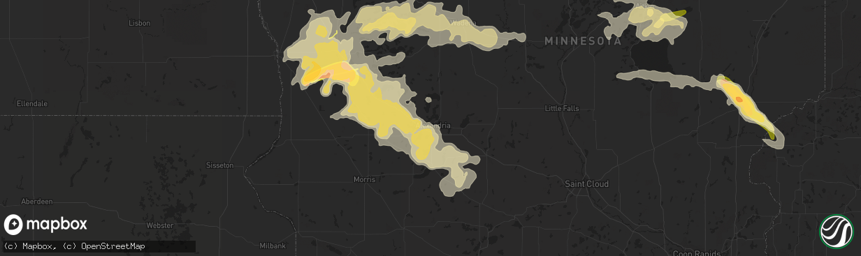 Hail map in Alexandria, MN on July 12, 2015