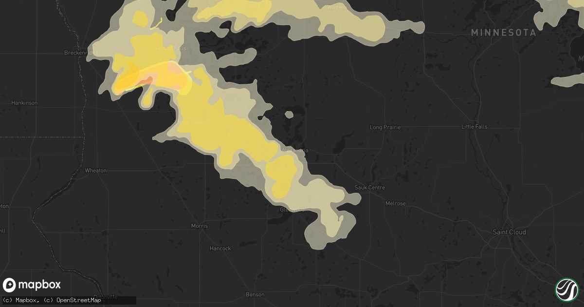 Hail map in Alexandria, MN on July 12, 2015