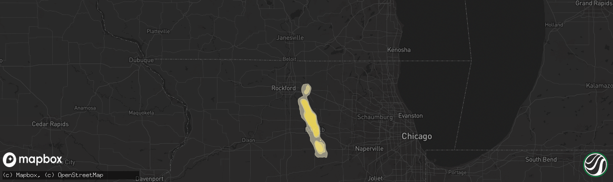 Hail map in Belvidere, IL on July 12, 2015