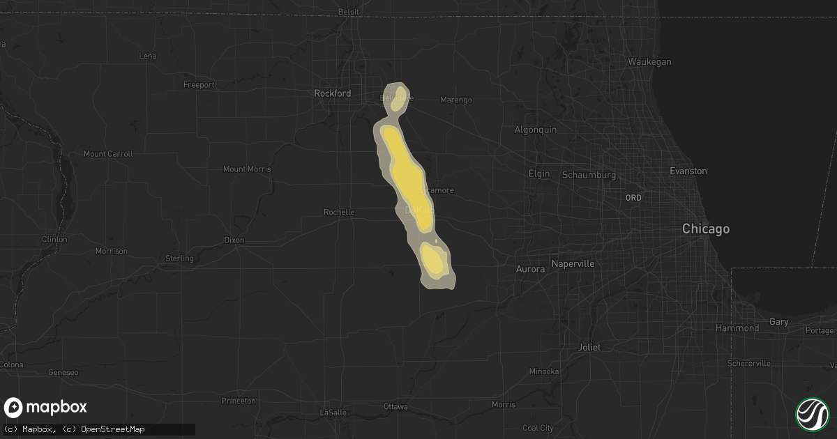 Hail map in Dekalb, IL on July 12, 2015