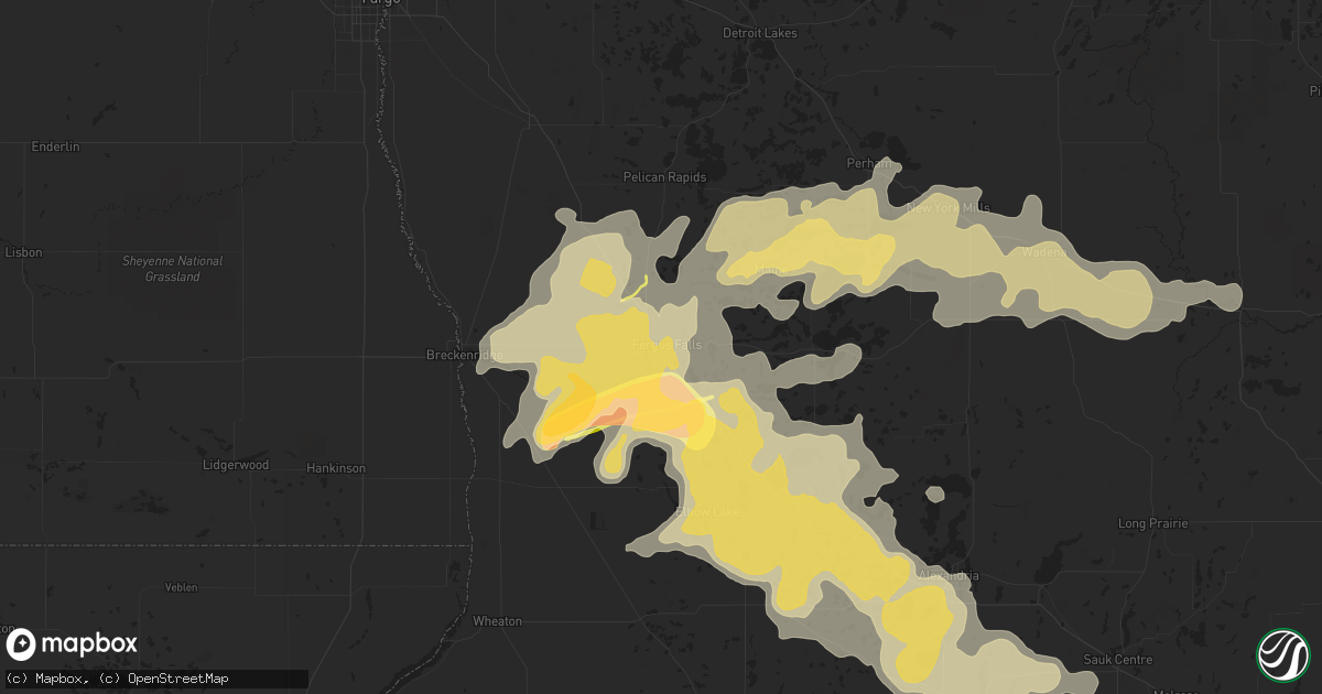 Hail map in Fergus Falls, MN on July 12, 2015
