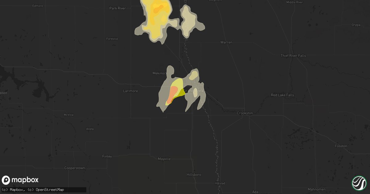Hail map in Grand Forks, ND on July 12, 2015