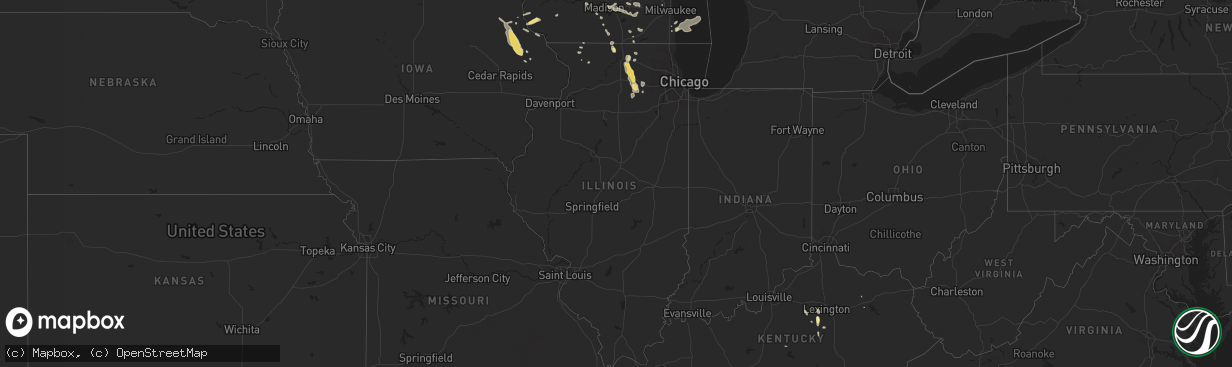 Hail map in Illinois on July 12, 2015