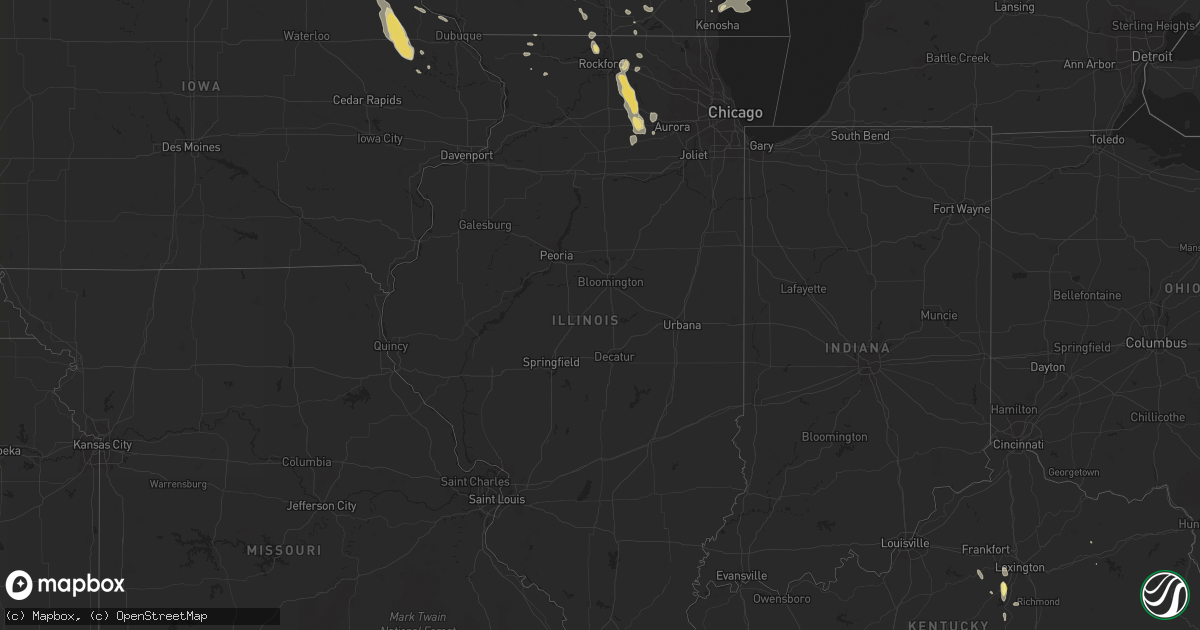 Hail map in Illinois on July 12, 2015