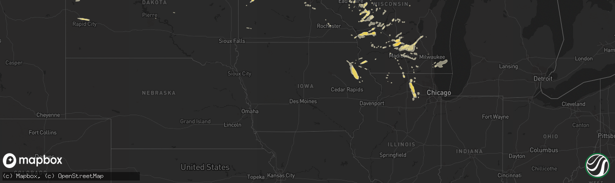 Hail map in Iowa on July 12, 2015