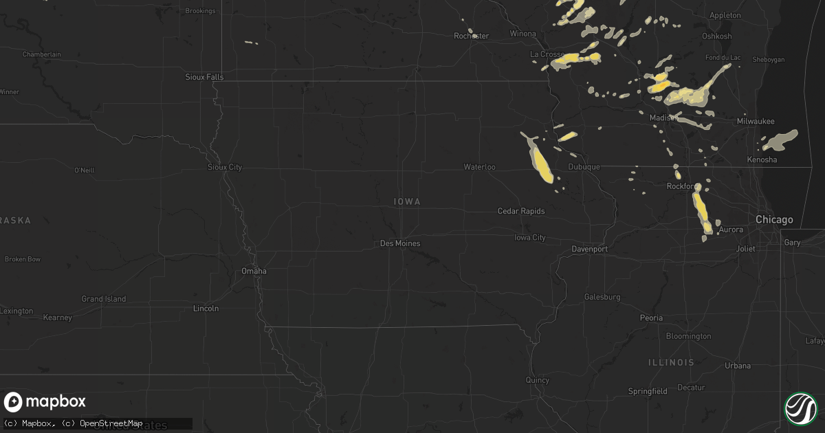 Hail map in Iowa on July 12, 2015