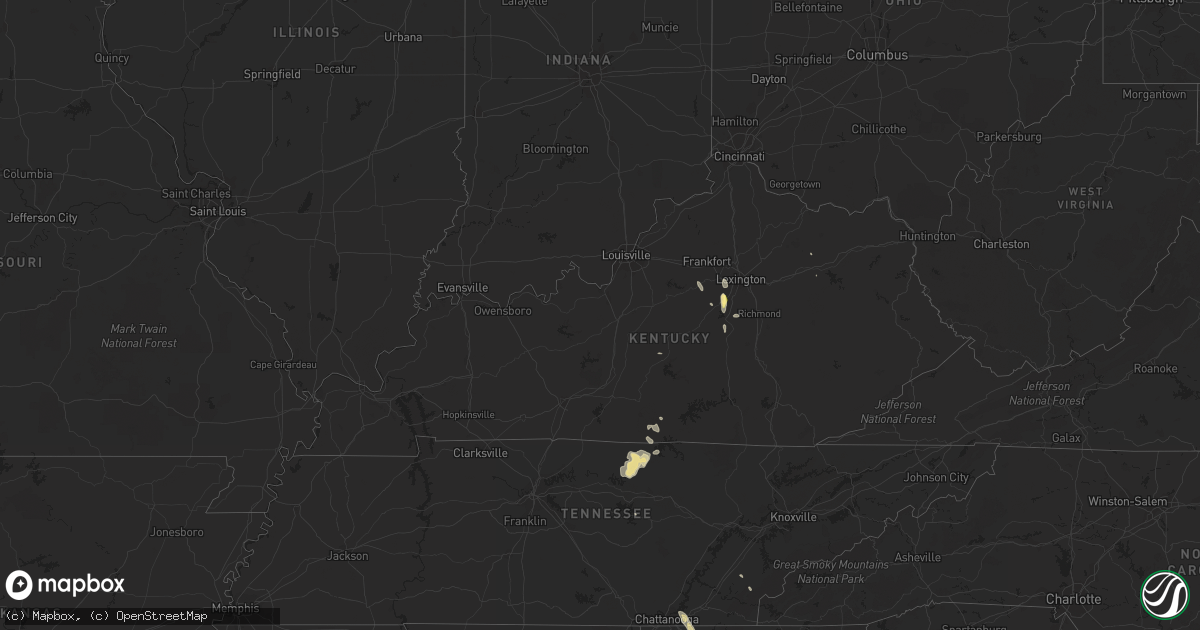 Hail map in Kentucky on July 12, 2015
