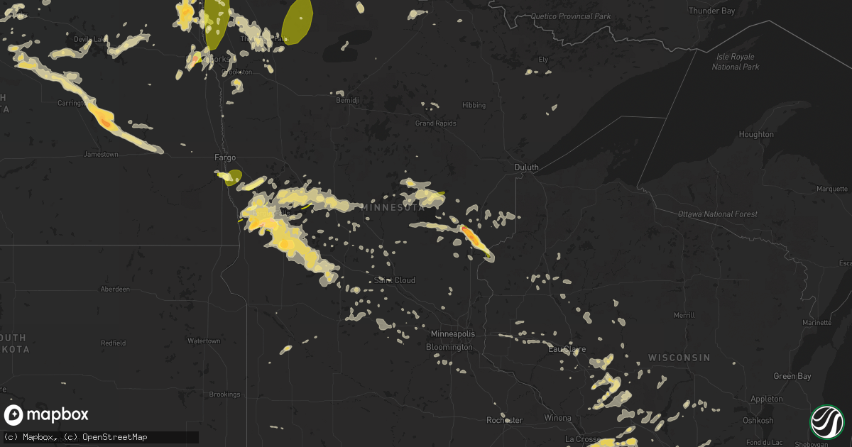 Hail map in Minnesota on July 12, 2015
