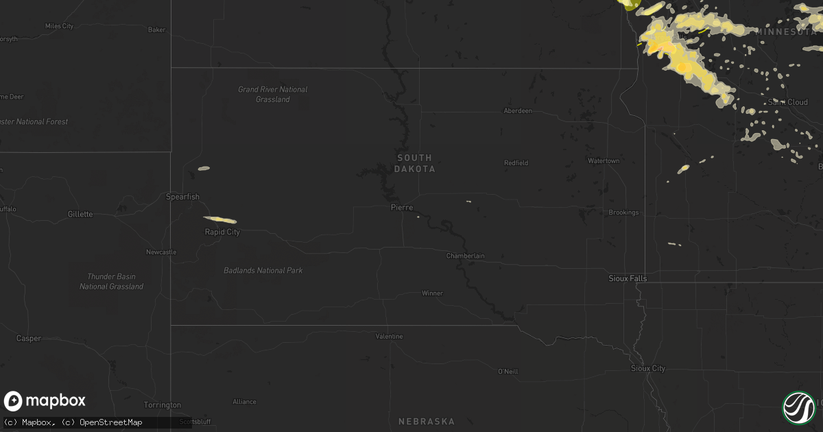 Hail map in South Dakota on July 12, 2015