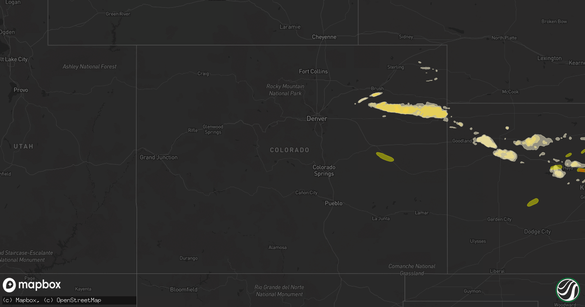 Hail map in Colorado on July 12, 2016