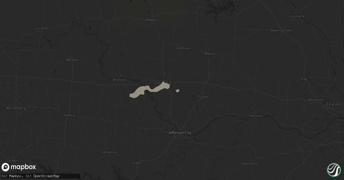 Hail map in Columbia, MO on July 12, 2016