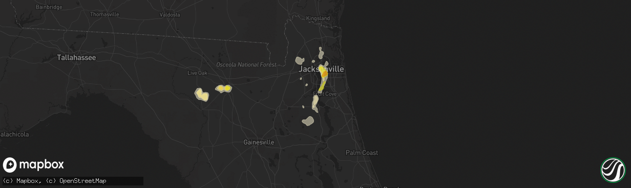 Hail map in Fleming Island, FL on July 12, 2016