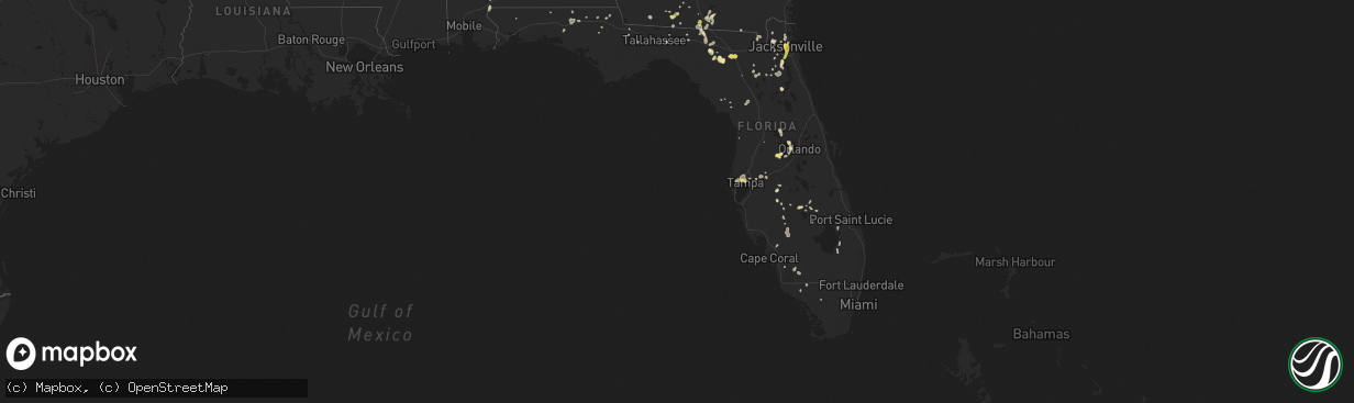 Hail map in Florida on July 12, 2016