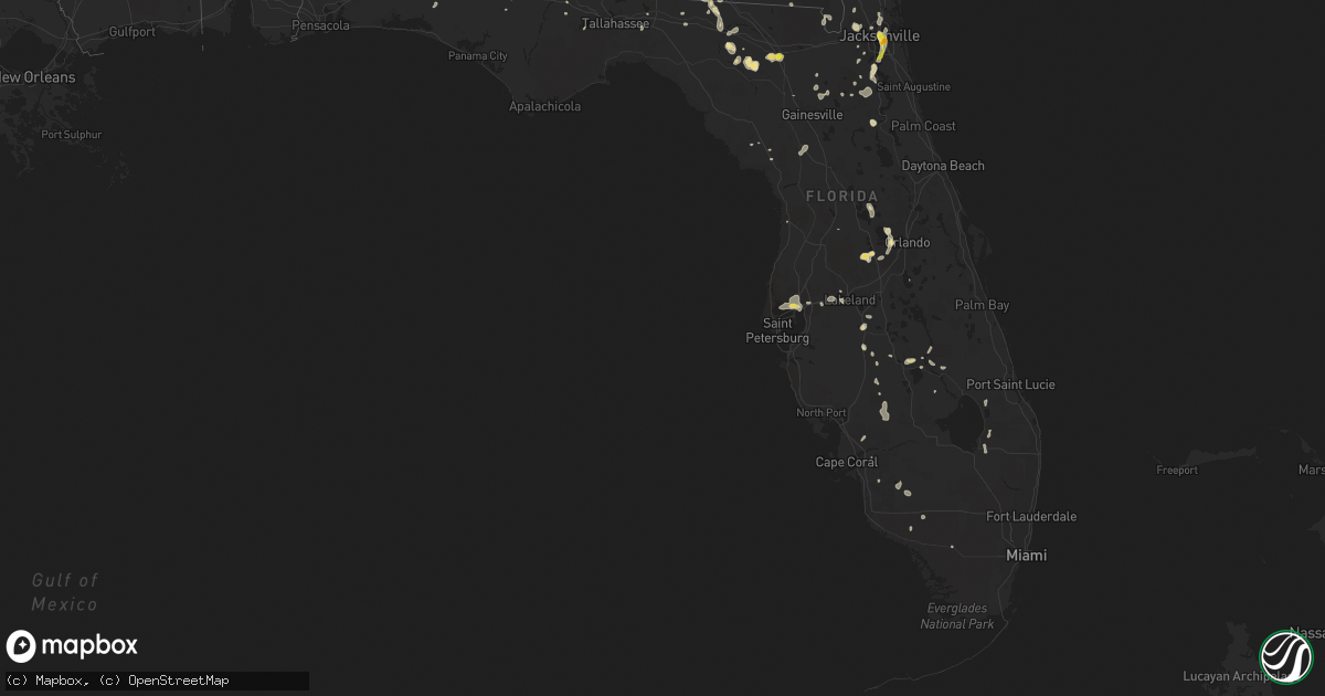 Hail map in Florida on July 12, 2016