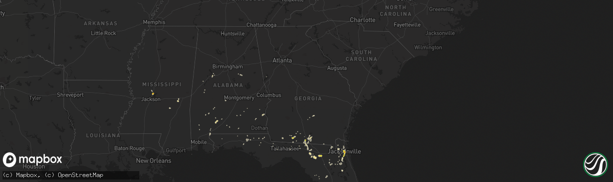 Hail map in Georgia on July 12, 2016