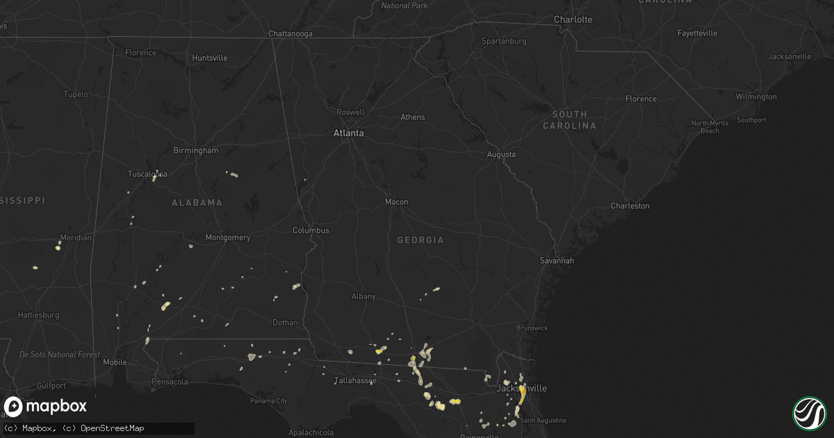 Hail map in Georgia on July 12, 2016