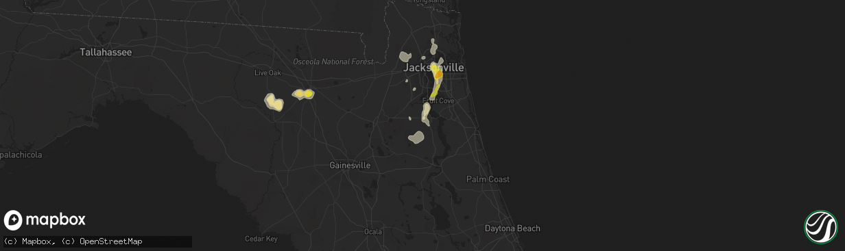 Hail map in Green Cove Springs, FL on July 12, 2016