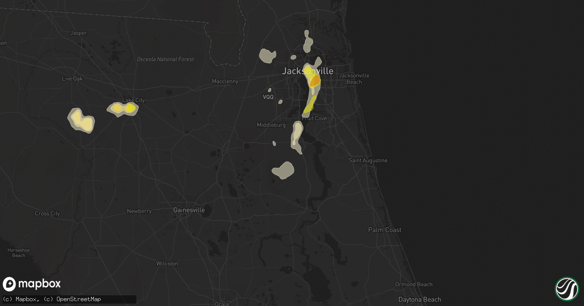 Hail map in Green Cove Springs, FL on July 12, 2016