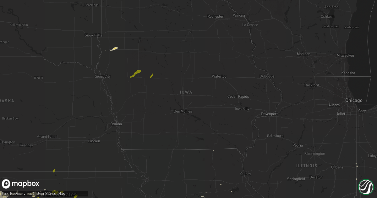 Hail map in Iowa on July 12, 2016