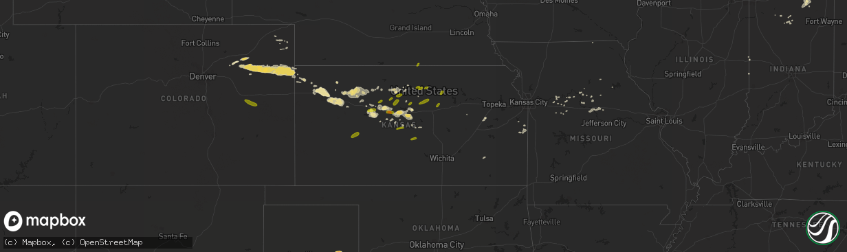 Hail map in Kansas on July 12, 2016