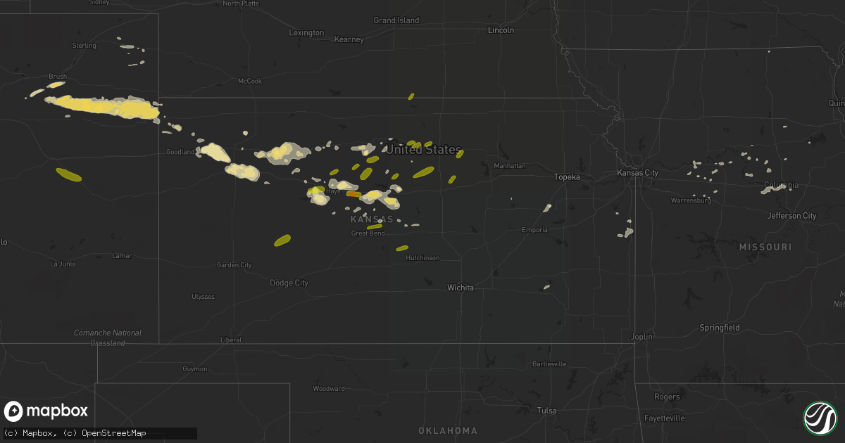 Hail map in Kansas on July 12, 2016