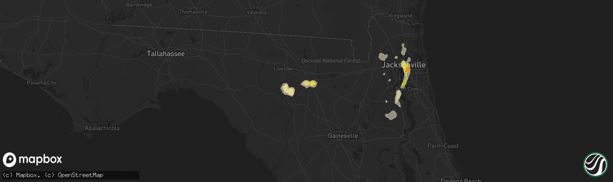 Hail map in Lake City, FL on July 12, 2016