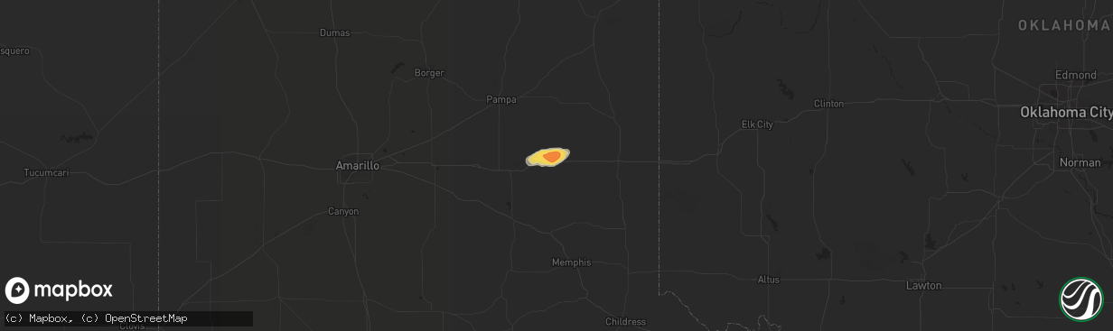 Hail map in Mclean, TX on July 12, 2016