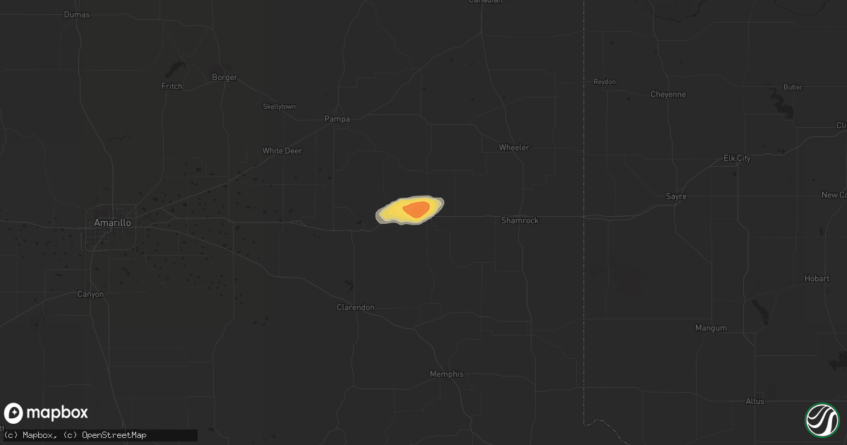 Hail map in Mclean, TX on July 12, 2016