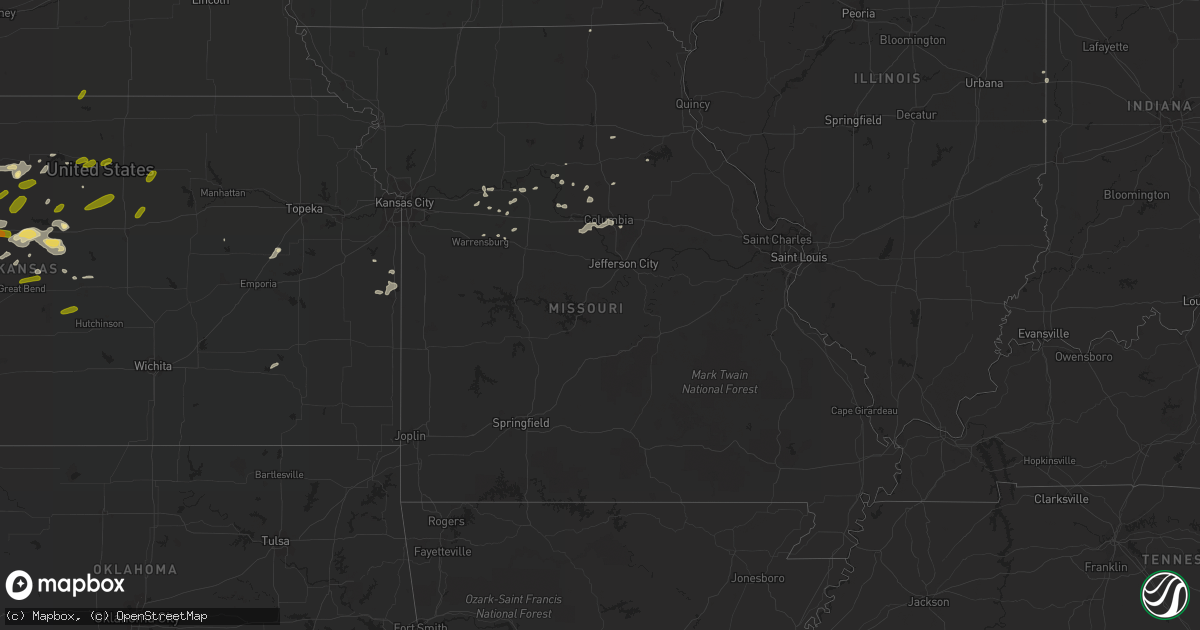 Hail map in Missouri on July 12, 2016