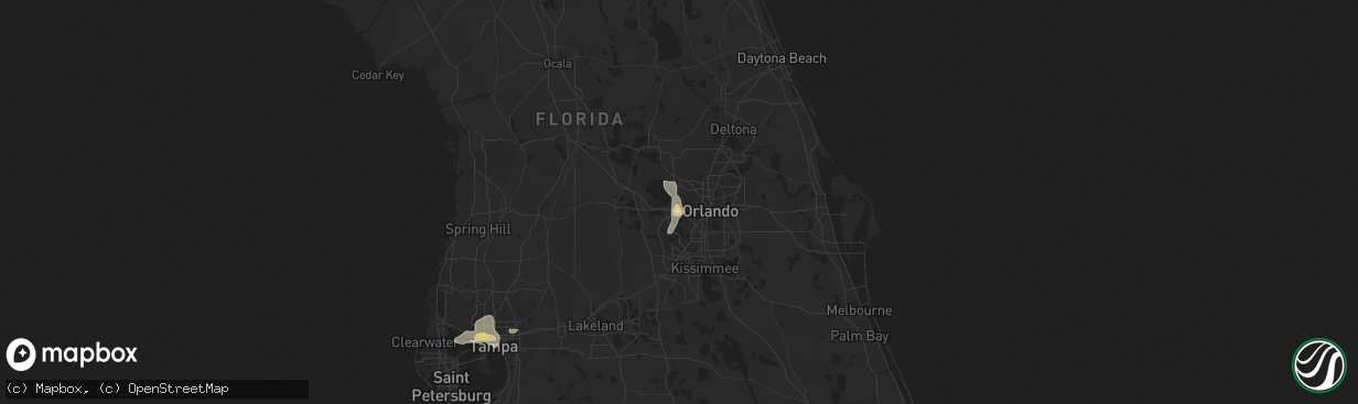 Hail map in Ocoee, FL on July 12, 2016