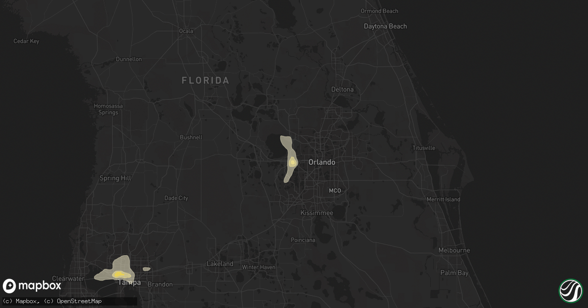 Hail map in Ocoee, FL on July 12, 2016
