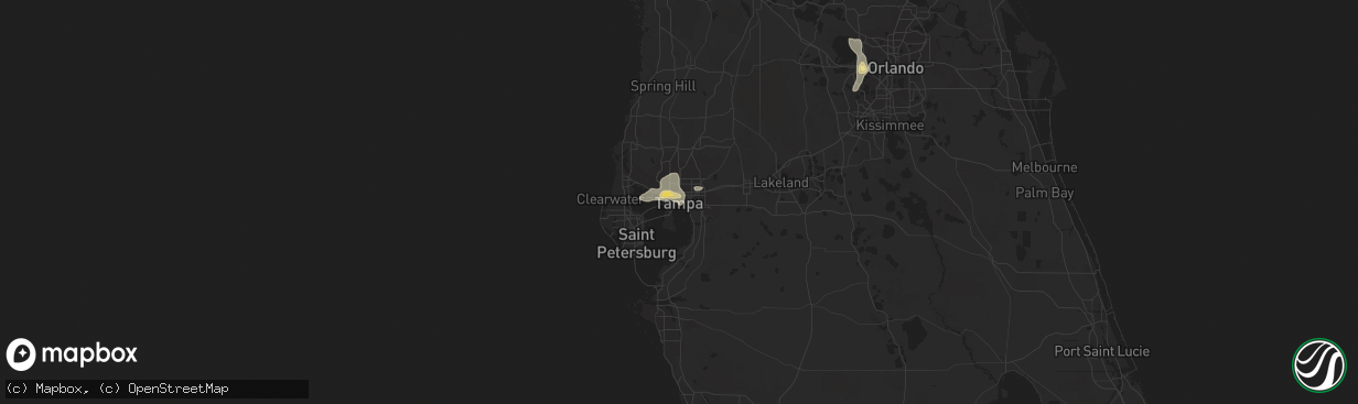 Hail map in Tampa, FL on July 12, 2016