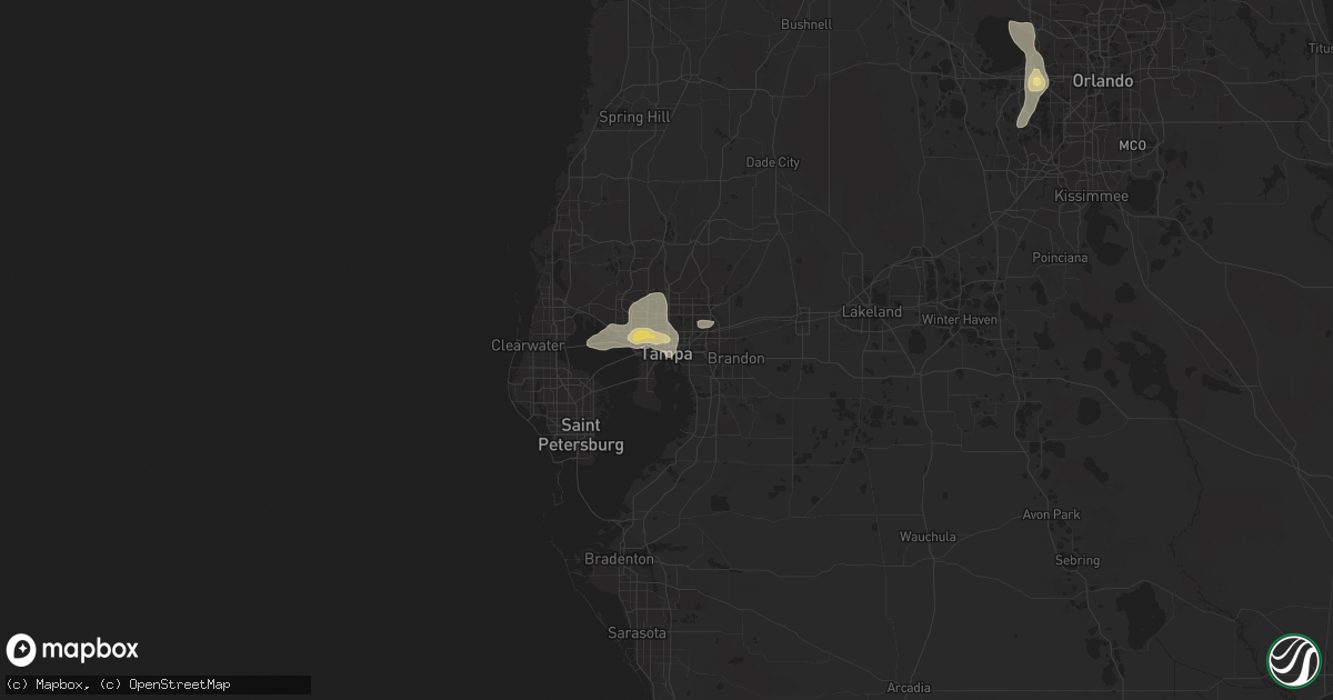 Hail map in Tampa, FL on July 12, 2016