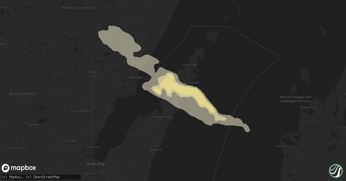 Hail map in Egg Harbor, WI on July 12, 2017