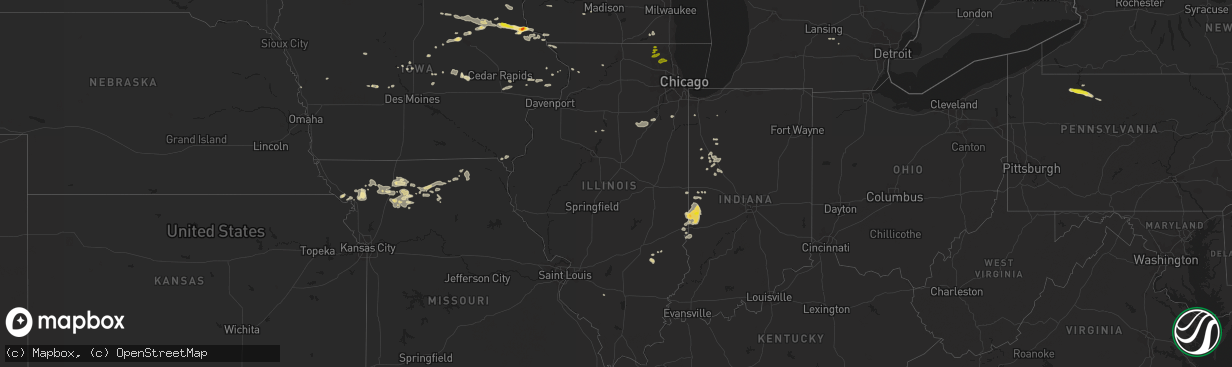 Hail map in Illinois on July 12, 2017
