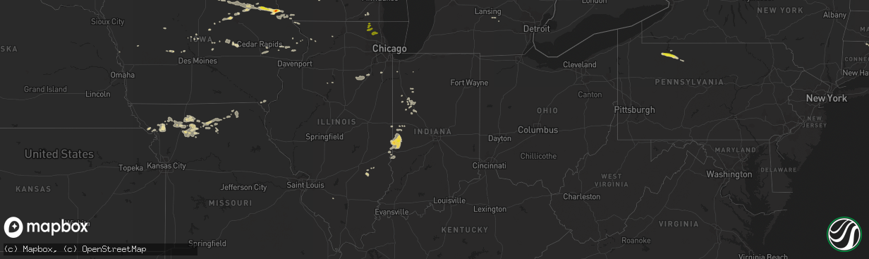 Hail map in Indiana on July 12, 2017