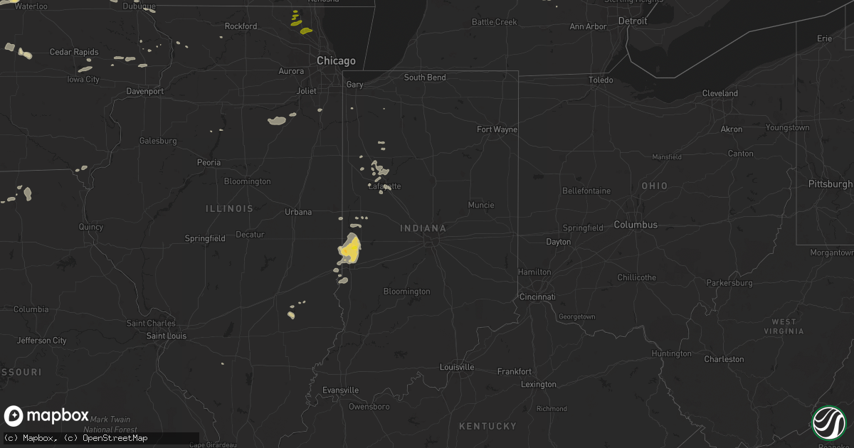Hail map in Indiana on July 12, 2017