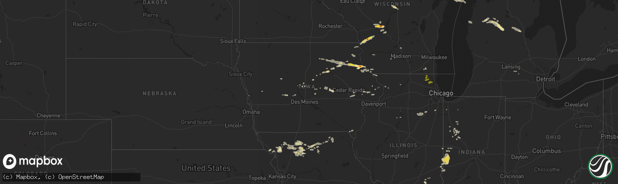 Hail map in Iowa on July 12, 2017